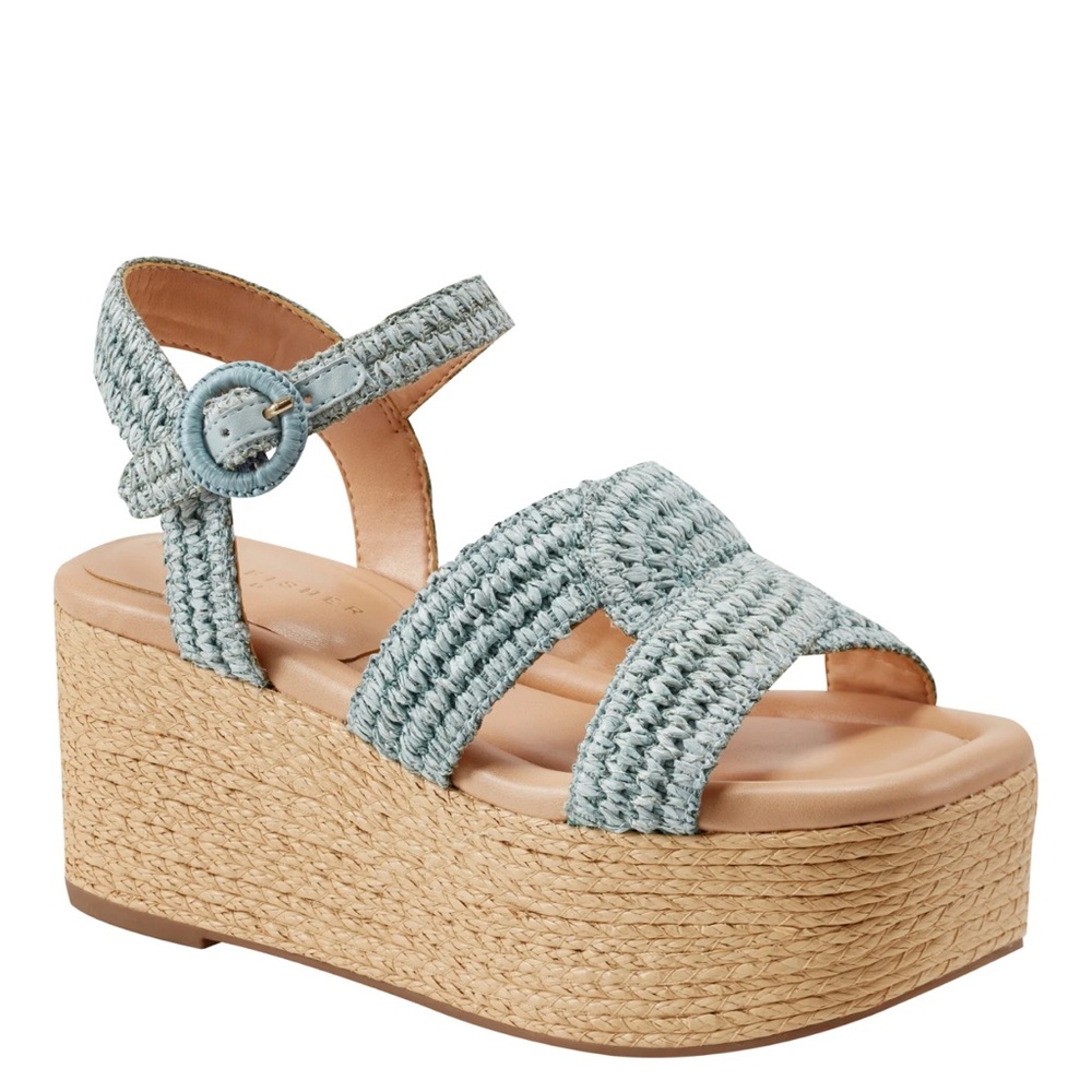 Marc Fisher Light Blue Woven Wedges